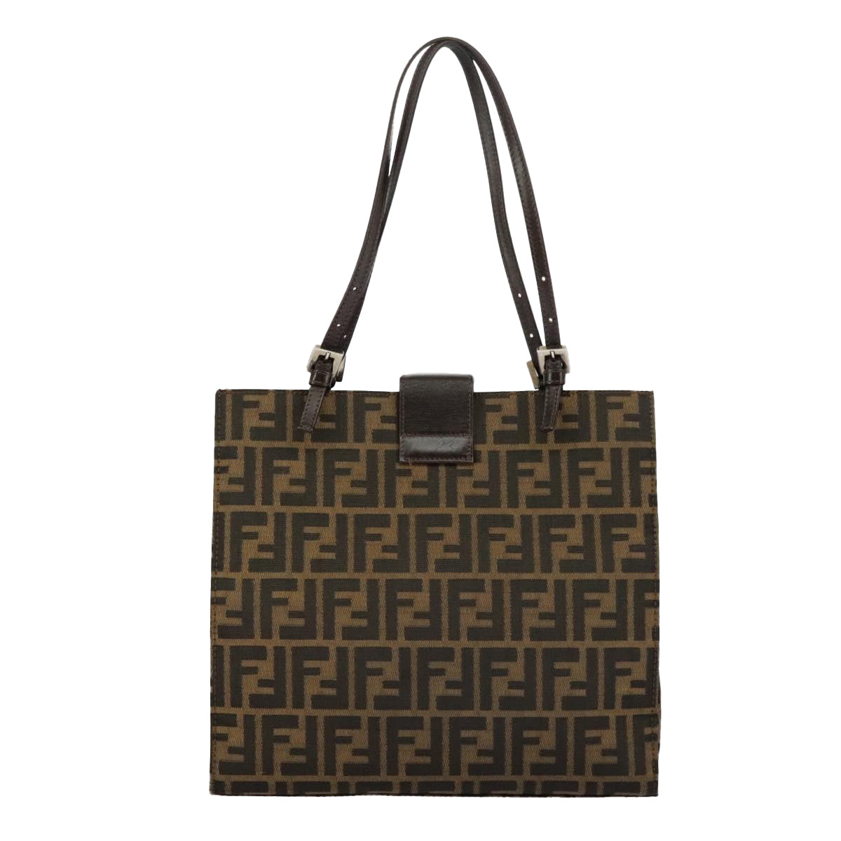 FENDI Zucca Canvas Tote Bag Brown Black Silver97934