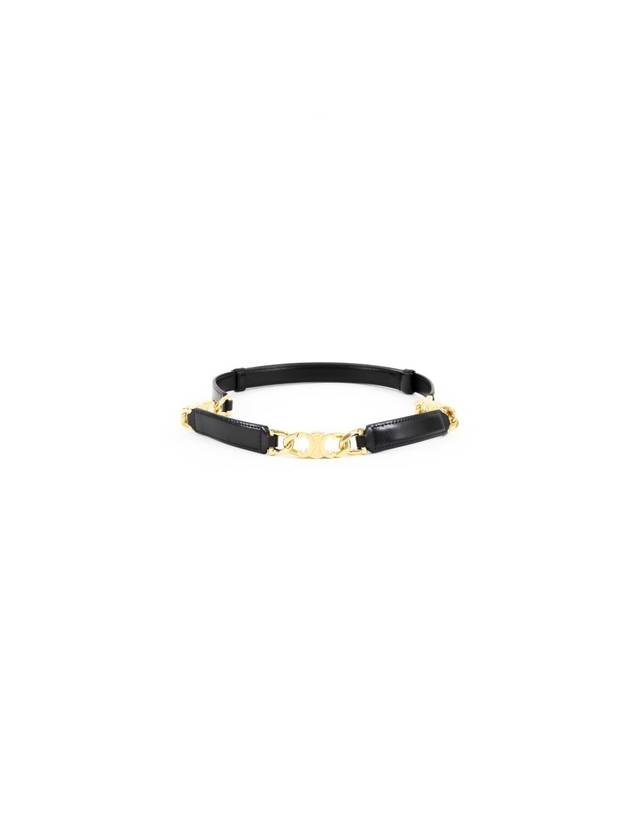 CELINE Small Gourmet Triomphe Leather Belt Black