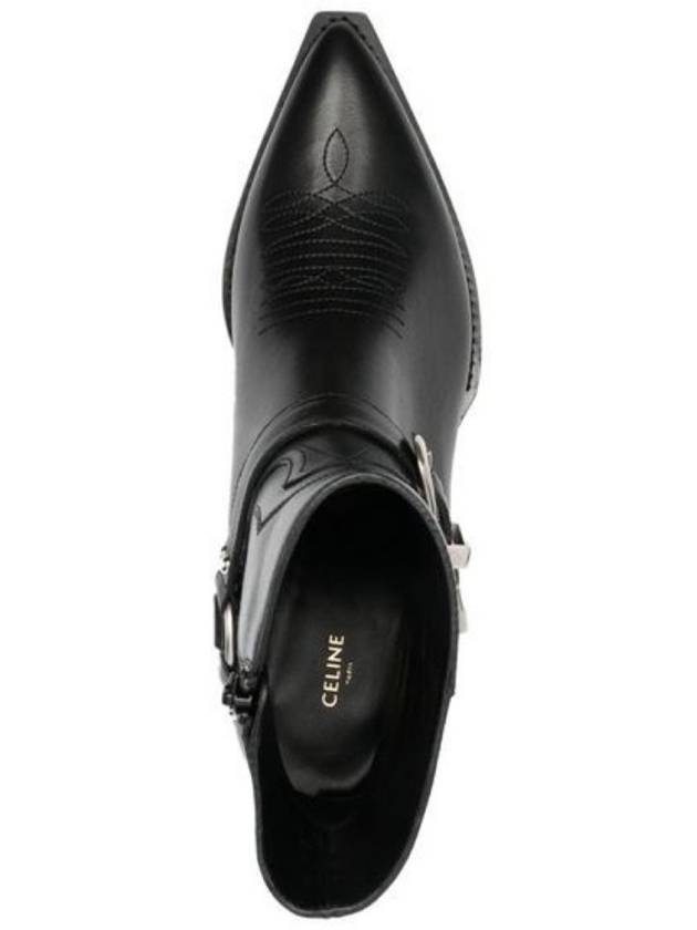 CELINE Moon Harness Calfskin Zip-Up Ankle Boots Black