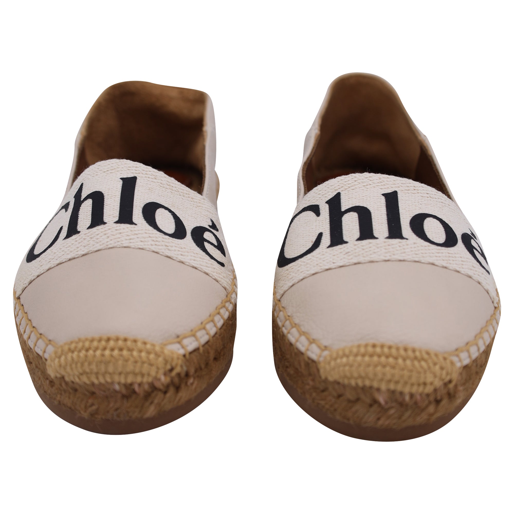 Chloe Woody Espadrilles Flats in Beige Leather