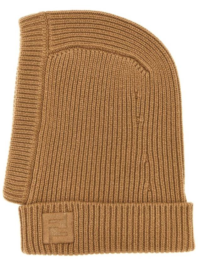 Fendi FF Logo Wool Balaclava Beige