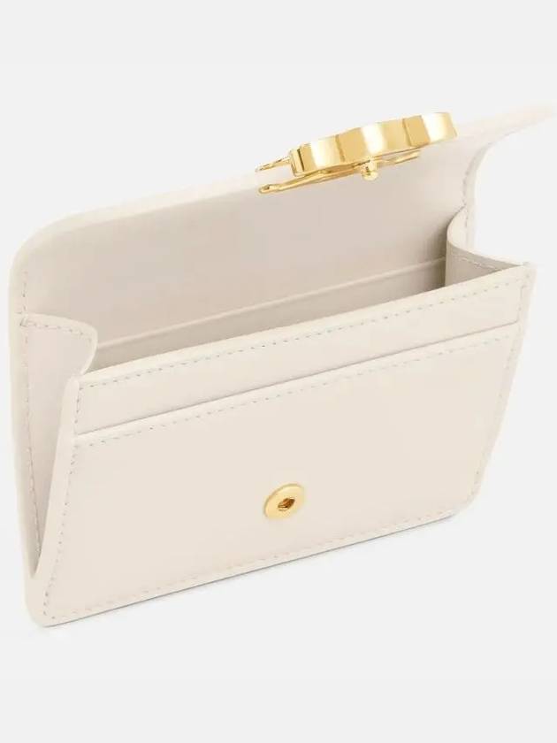 CELINE Triomphe Flap Shiny Calfskin Card Wallet Pale Beige