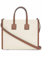 Burberry Mini Two-Tone Canvas and Leather Freya Tote Bag Natural Tan
