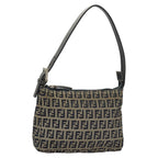 FENDI Zucchino Canvas Accessory Pouch Navy Silver98136