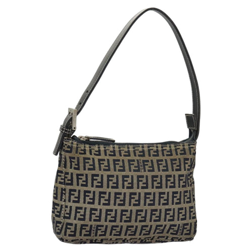 FENDI Zucchino Canvas Accessory Pouch Navy Silver98136