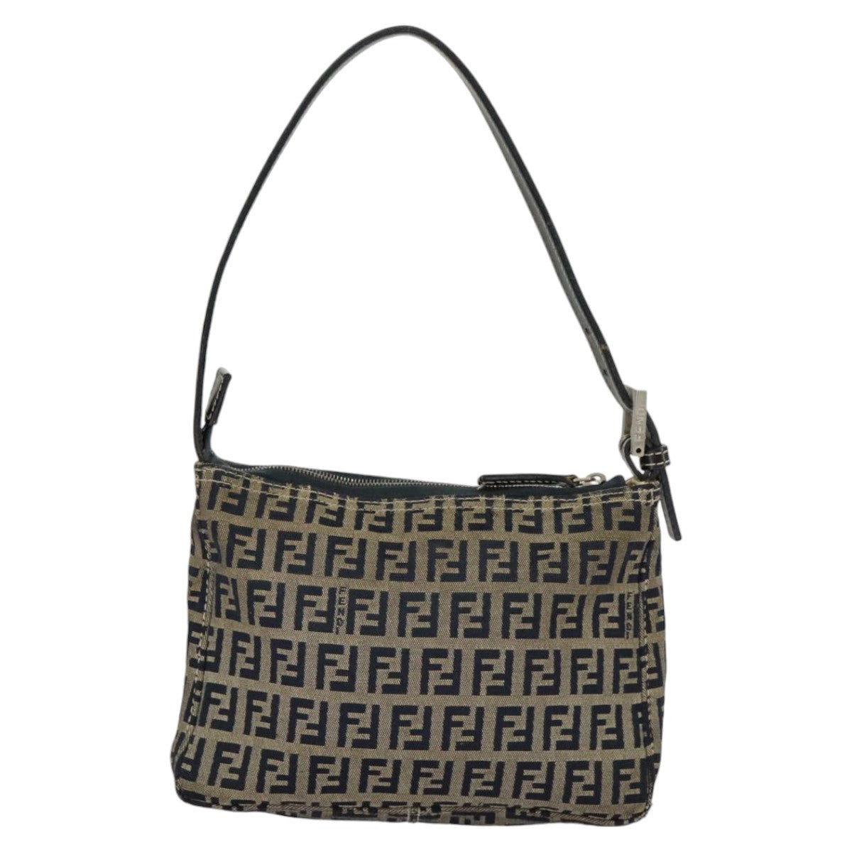 FENDI Zucchino Canvas Accessory Pouch Navy Silver98136