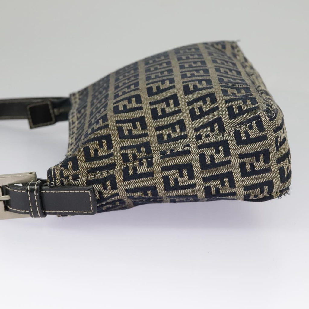 FENDI Zucchino Canvas Accessory Pouch Navy Silver98136