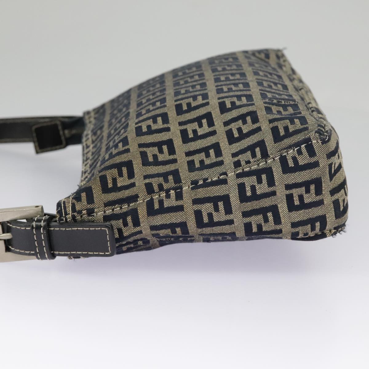 FENDI Zucchino Canvas Accessory Pouch Navy Silver98136