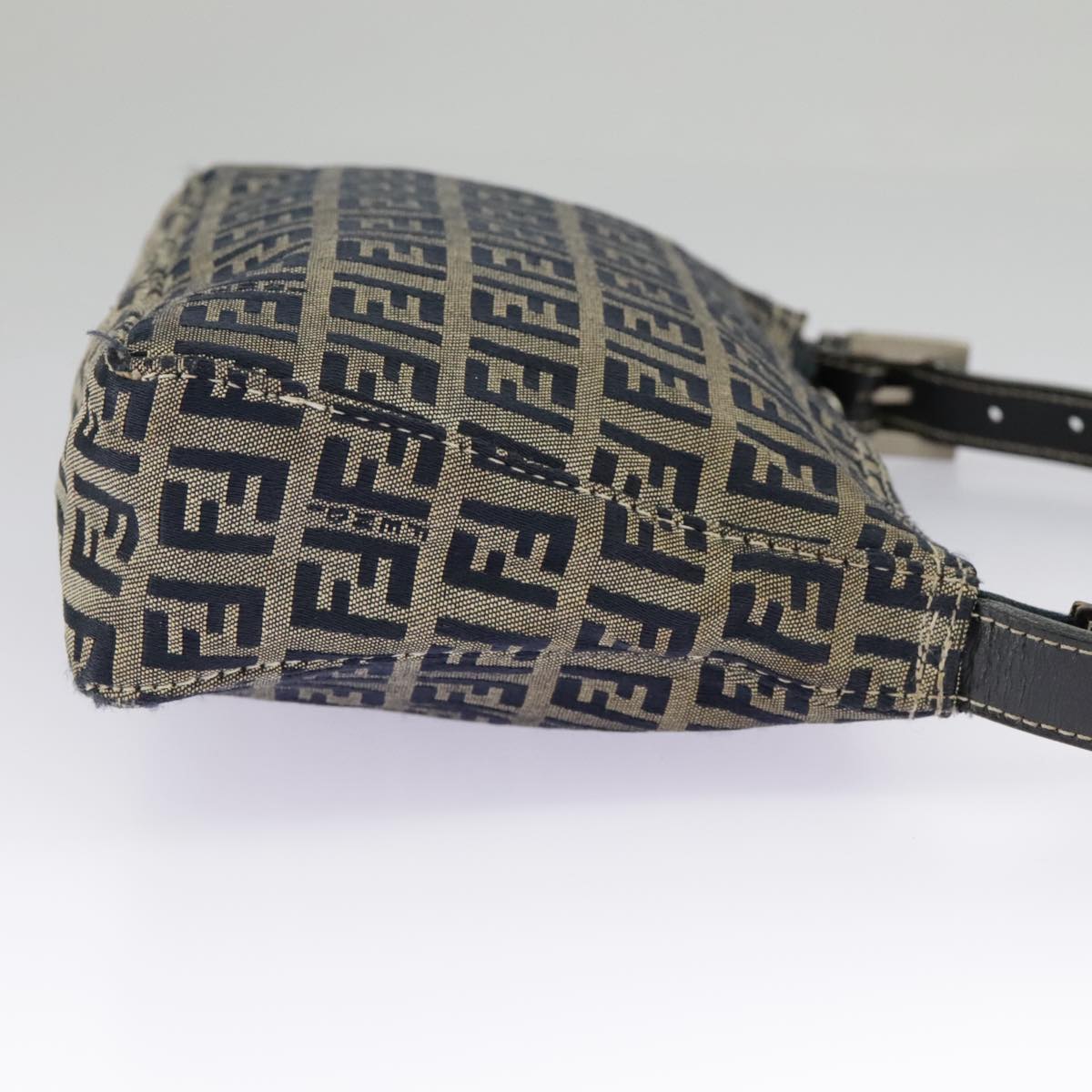 FENDI Zucchino Canvas Accessory Pouch Navy Silver98136