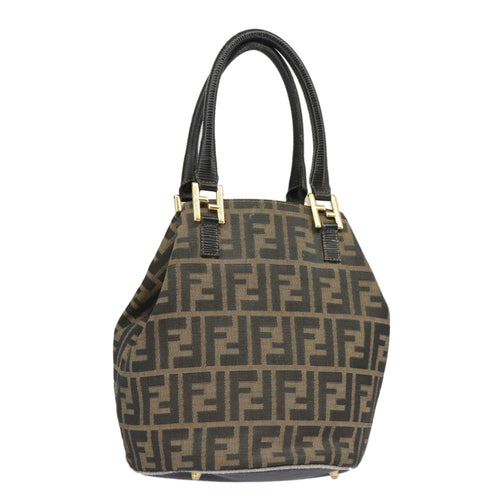 FENDI Zucca Canvas Hand Bag Brown Black Gold98285