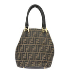 FENDI Zucca Canvas Hand Bag Brown Black Gold98285