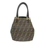 FENDI Zucca Canvas Hand Bag Brown Black Gold98285