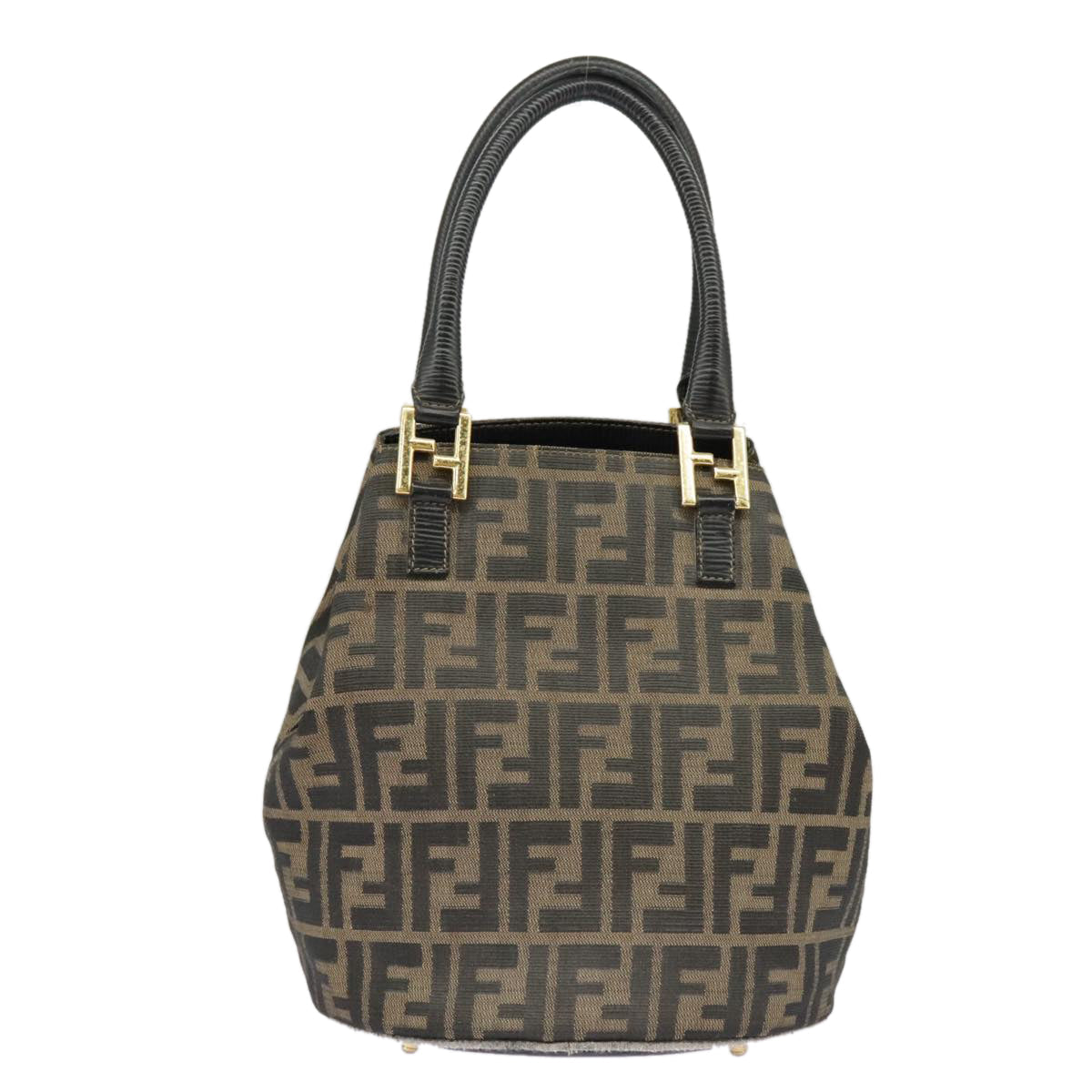 FENDI Zucca Canvas Hand Bag Brown Black Gold98285