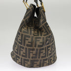 FENDI Zucca Canvas Hand Bag Brown Black Gold98285