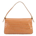 FENDI Zucchino Canvas Mamma Baguette Shoulder Bag Enamel Gold Orange98336