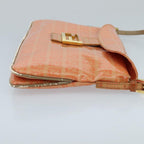 FENDI Zucchino Canvas Mamma Baguette Shoulder Bag Enamel Gold Orange98336