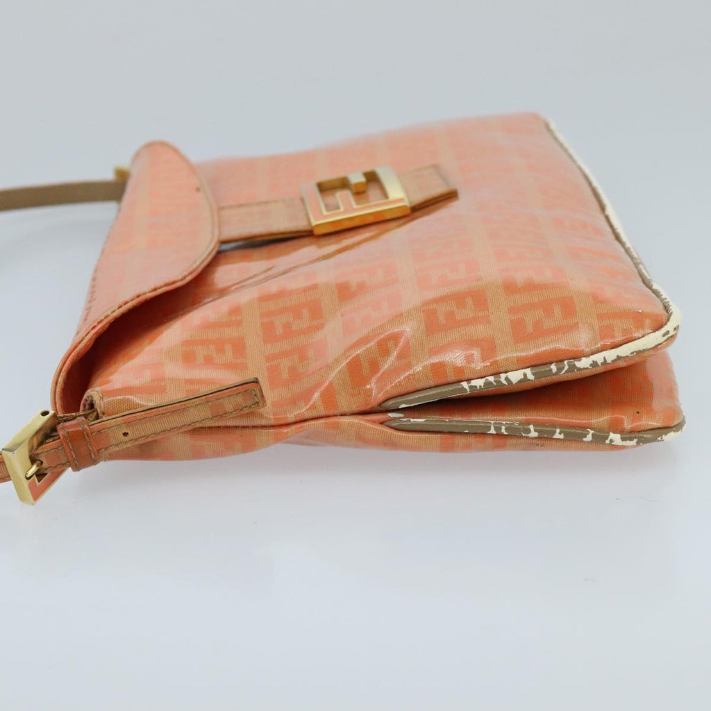 FENDI Zucchino Canvas Mamma Baguette Shoulder Bag Enamel Gold Orange98336