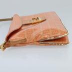 FENDI Zucchino Canvas Mamma Baguette Shoulder Bag Enamel Gold Orange98336