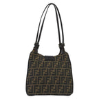 FENDI Zucca Canvas Mamma Baguette Shoulder Bag Brown Black Silver98344