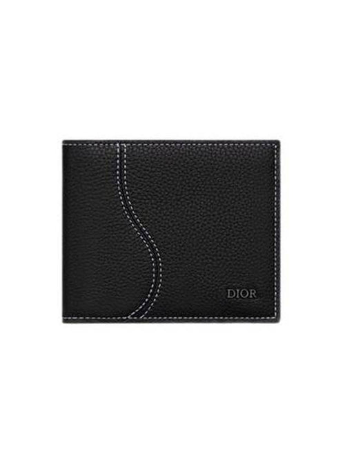 Saddle Grained Calfskin Leather Cald Wallet Black Dior
