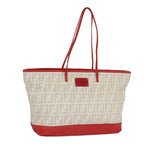 FENDI Zucca Canvas Tote Bag White Red98476
