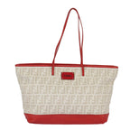 FENDI Zucca Canvas Tote Bag White Red98476