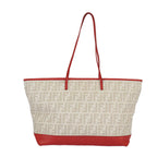 FENDI Zucca Canvas Tote Bag White Red98476