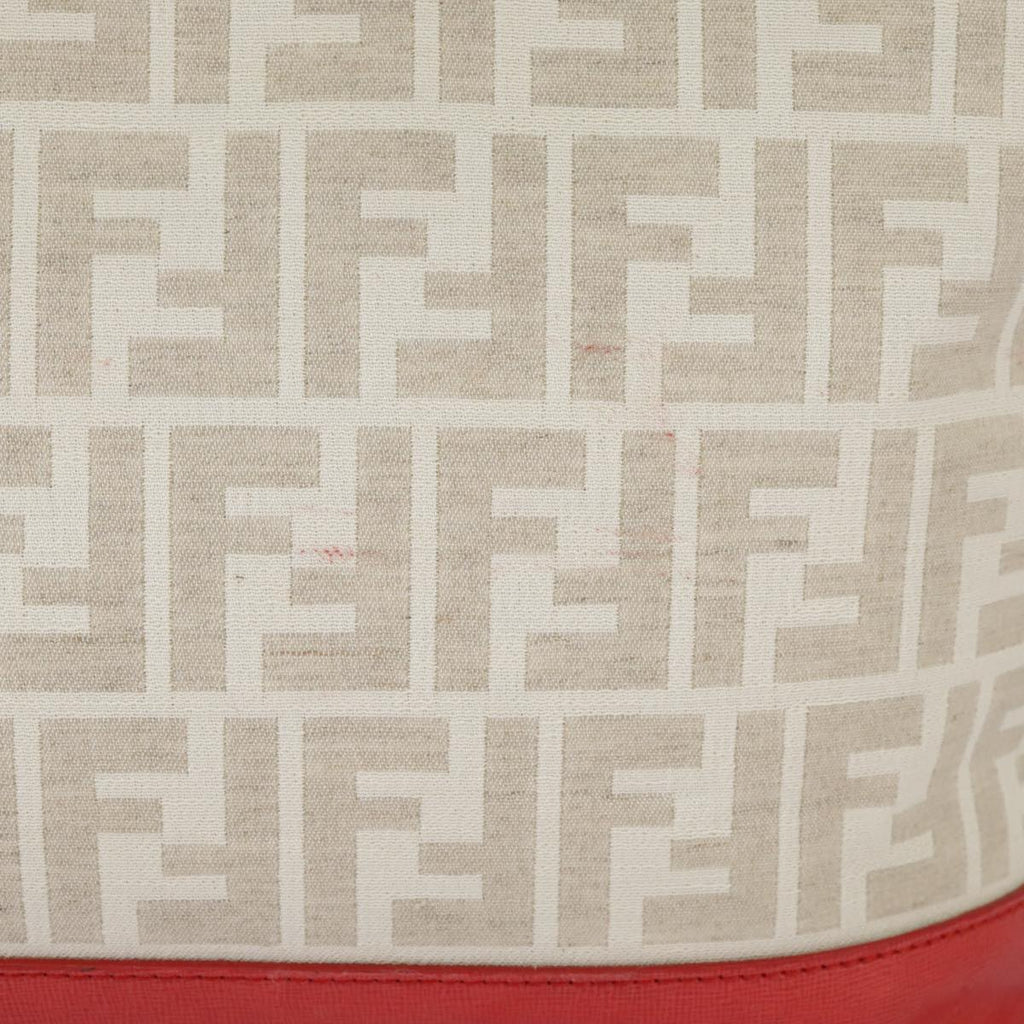 FENDI Zucca Canvas Tote Bag White Red98476