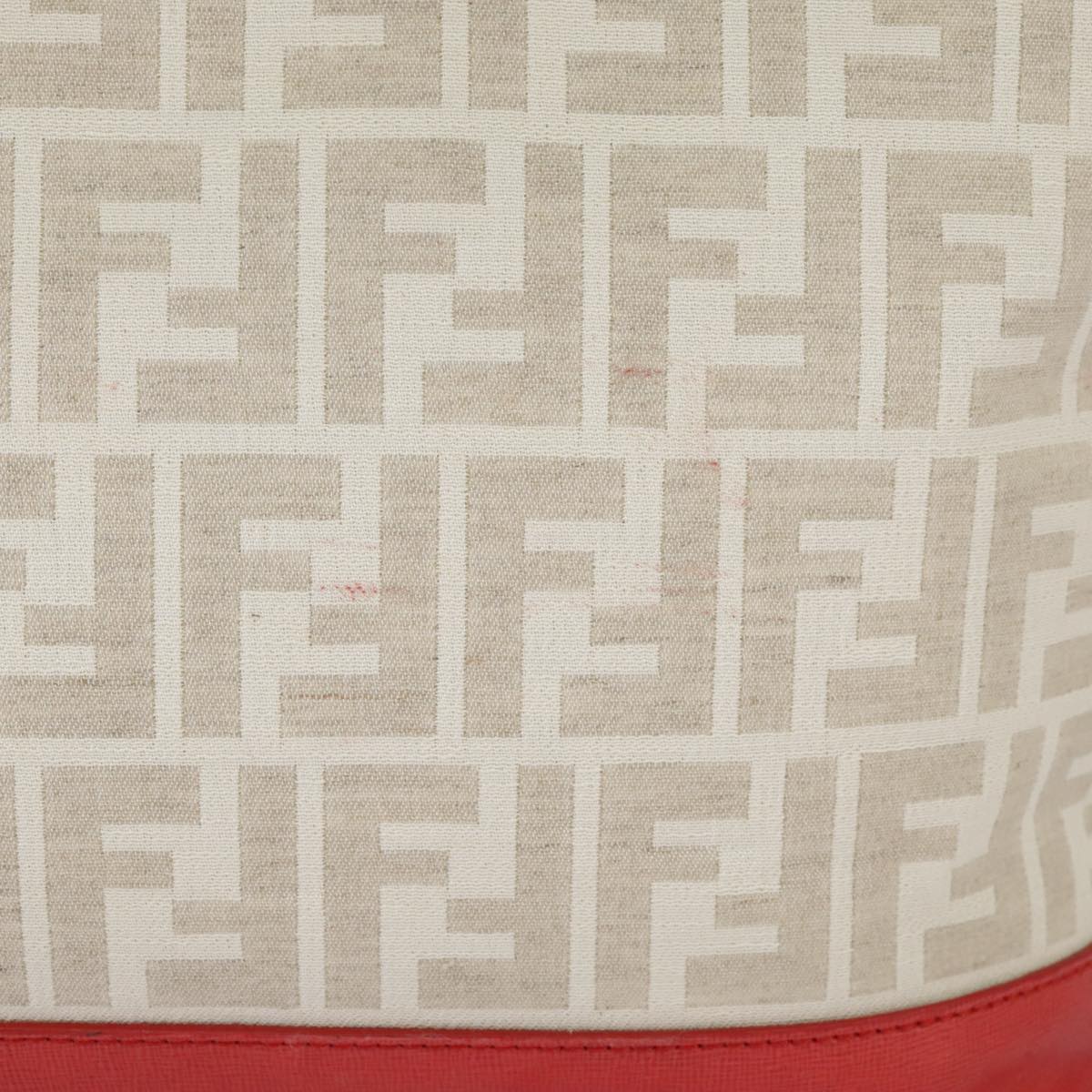 FENDI Zucca Canvas Tote Bag White Red98476