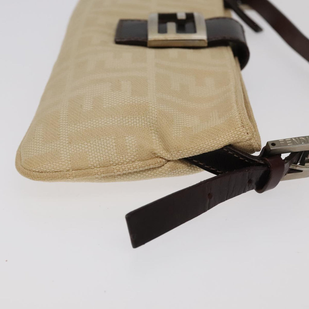 FENDI Zucca Canvas Mamma Baguette Shoulder Bag Beige Silver98522