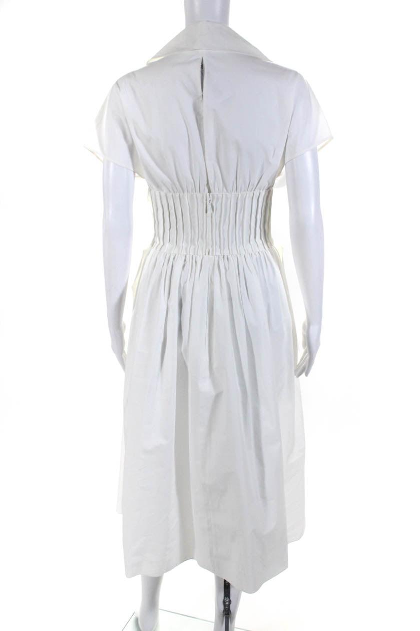 Fendi Women's Collar Sleeveless Ruffle Maxi Dress White