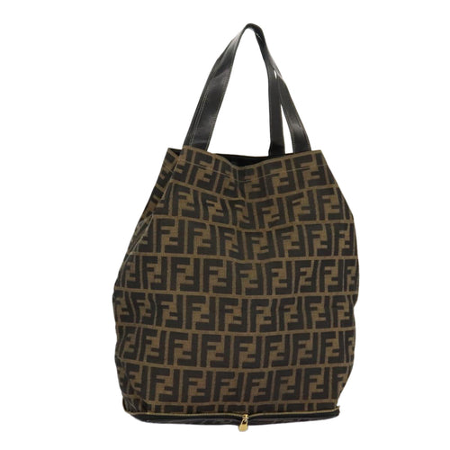 FENDI Zucca Canvas Tote Bag Brown Black gold98581