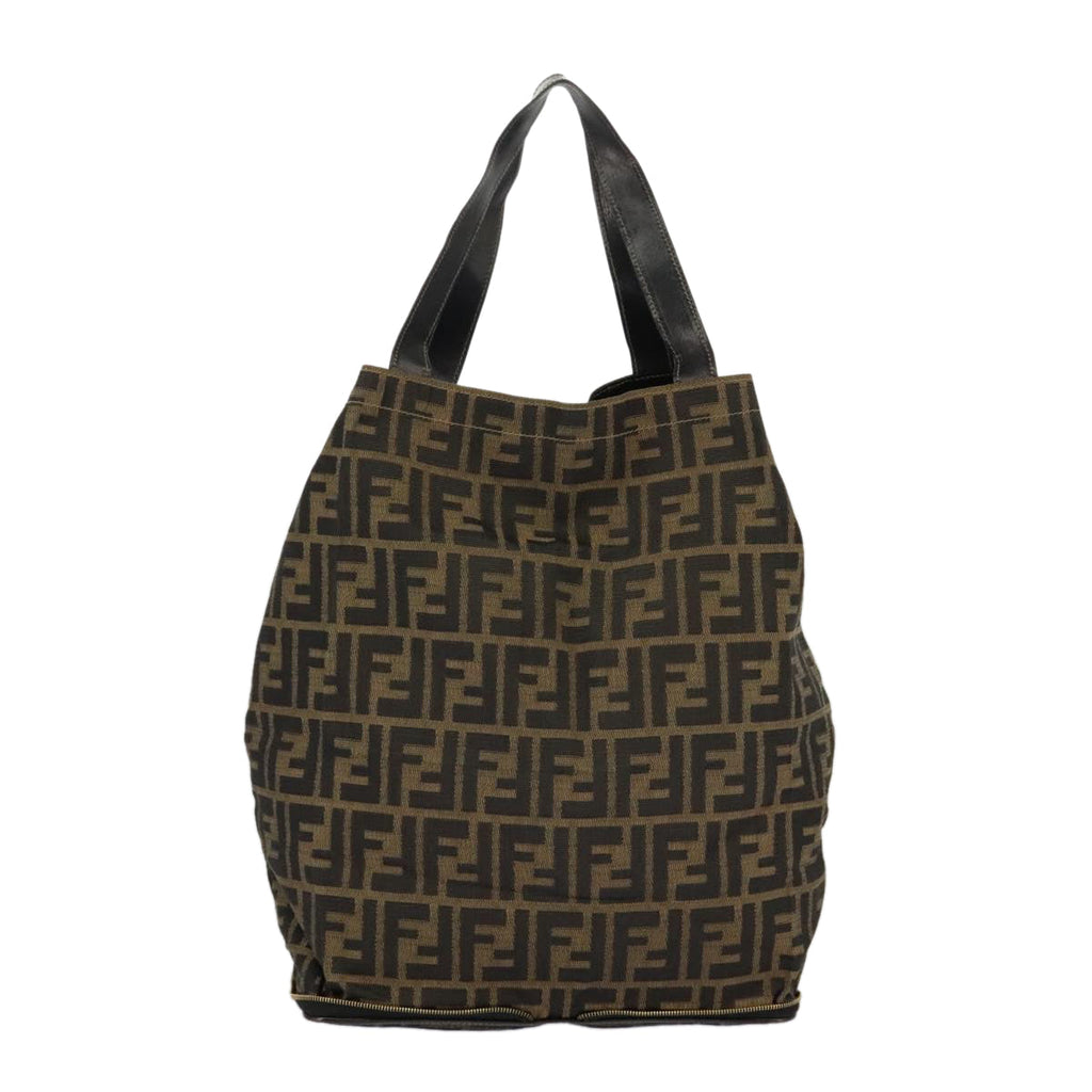 FENDI Zucca Canvas Tote Bag Brown Black gold98581