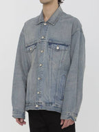 Balenciaga Logo Print Denim Jacket Blue