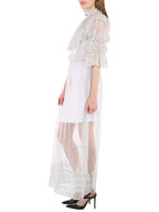 Burberry Burberry Ladies Light Pebble Grey Long Lace Dress, Brand Size 6 (US Size 4)