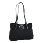 FENDI Mamma Baguette Shoulder Bag Nylon Black Silver98783