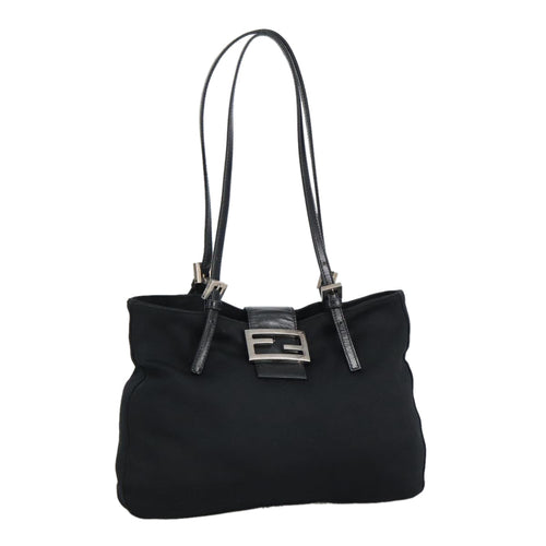 FENDI Mamma Baguette Shoulder Bag Nylon Black Silver98783