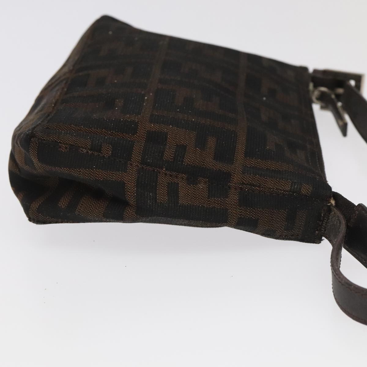 FENDI Zucca Canvas Hand Bag Brown Black Silver98788
