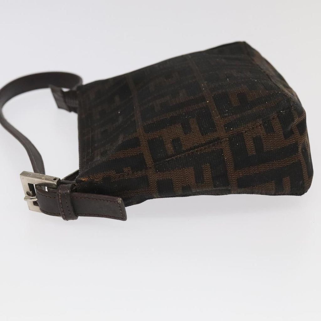 FENDI Zucca Canvas Hand Bag Brown Black Silver98788