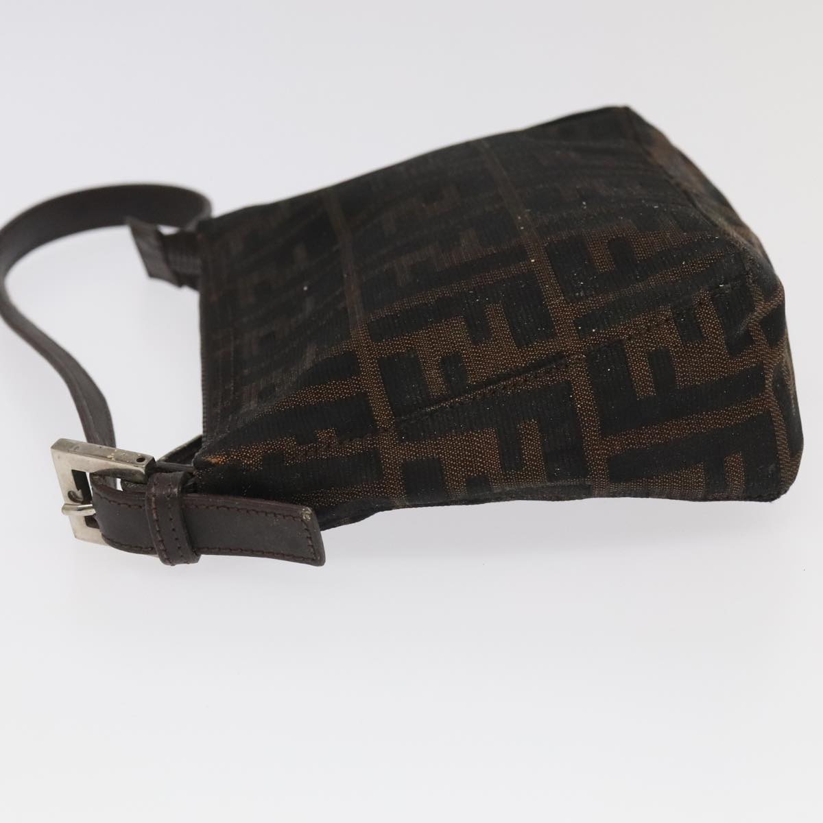 FENDI Zucca Canvas Hand Bag Brown Black Silver98788
