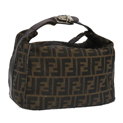 FENDI Zucca Canvas Vanity Pouch Brown Black Silver98789