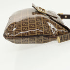 FENDI Zucchino Canvas Mamma Baguette Shoulder Bag Beige Gold98793