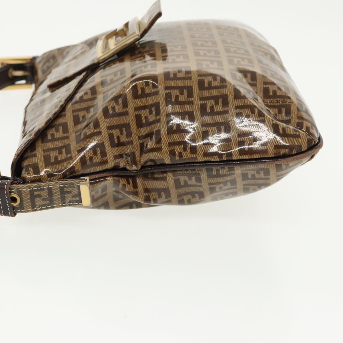 FENDI Zucchino Canvas Mamma Baguette Shoulder Bag Beige Gold98793