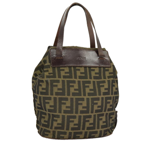 FENDI Zucca Canvas Hand Bag Brown Black98827