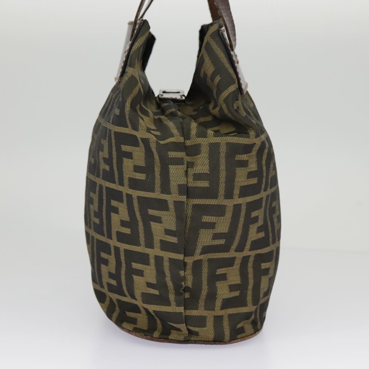 FENDI Zucca Canvas Hand Bag Brown Black98827