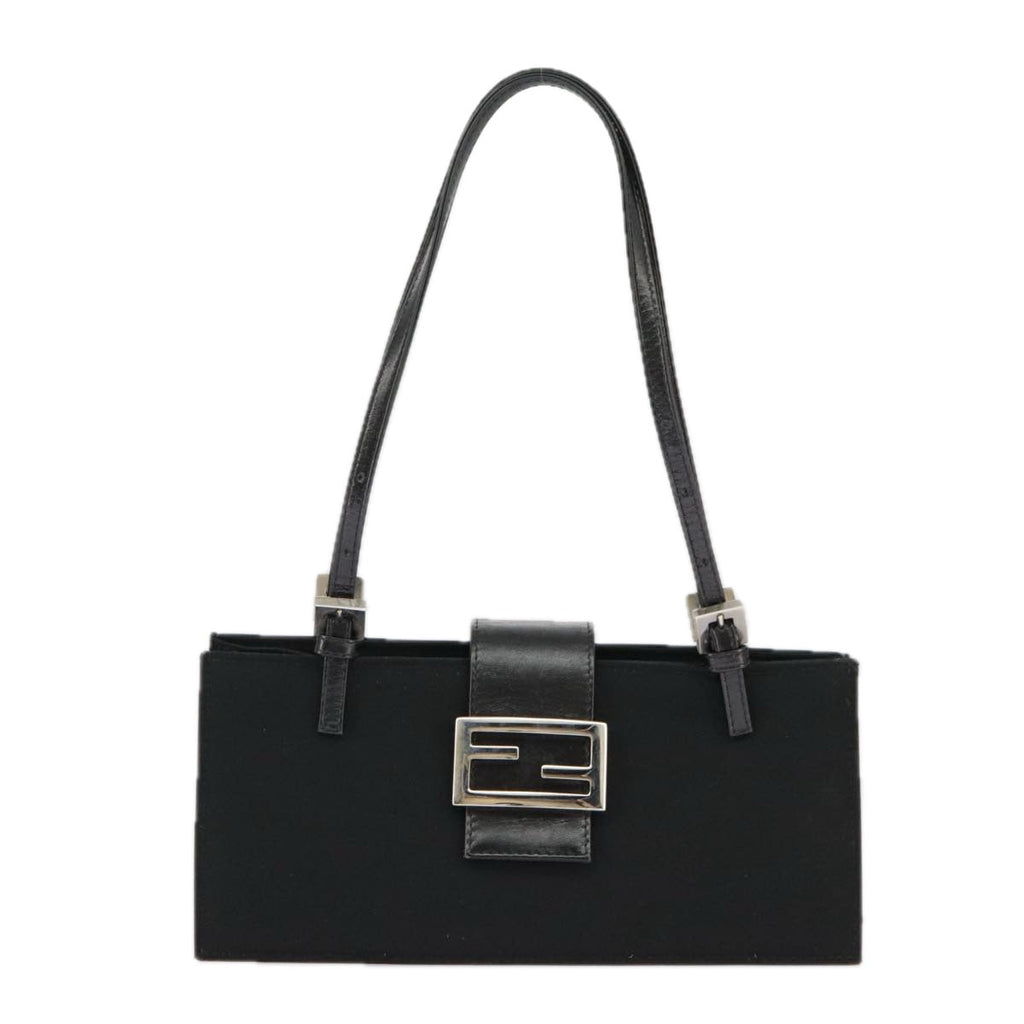 FENDI Mamma Baguette Shoulder Bag Nylon Black Silver98843