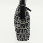 FENDI Zucchino Canvas Shoulder Bag Navy Silver98857
