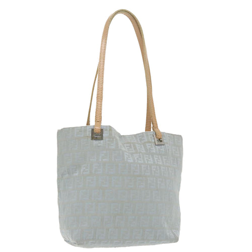 FENDI Zucchino Canvas Tote Bag Light Blue Silver98887