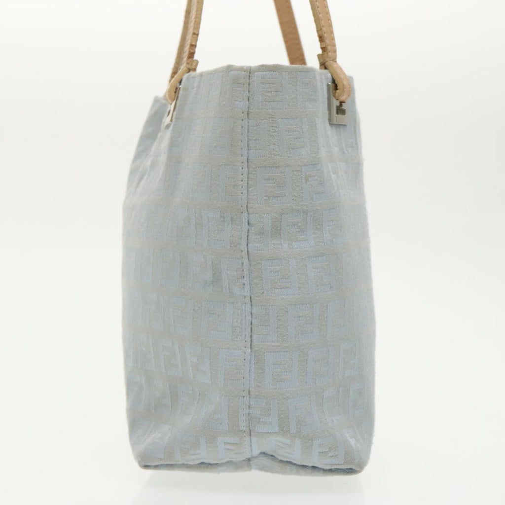 FENDI Zucchino Canvas Tote Bag Light Blue Silver98887