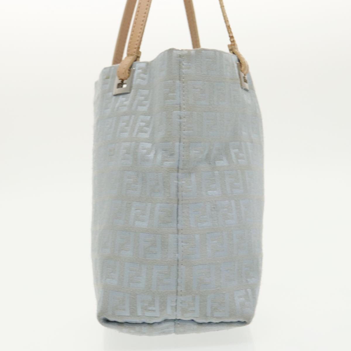 FENDI Zucchino Canvas Tote Bag Light Blue Silver98887